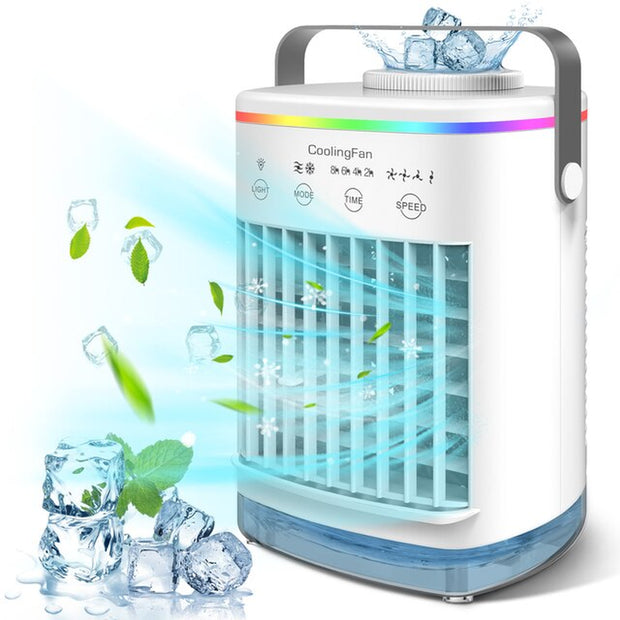 Mini Air Conditioner Portable Air Cooler Home 7 Colors LED USB Personal Space Cooler Fan Air Cooling Fan Rechargeable Fan Desk