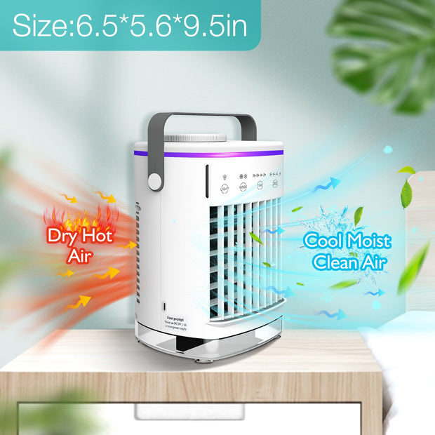 Mini Air Conditioner Portable Air Cooler Home 7 Colors LED USB Personal Space Cooler Fan Air Cooling Fan Rechargeable Fan Desk