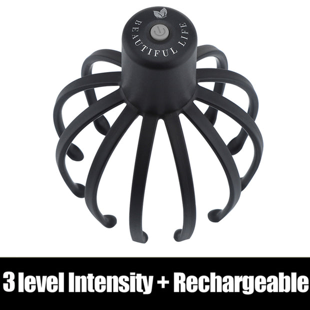 Electric Octopus Claw Scalp Massager Hands Free Therapeutic Head Scratcher Relief Hair Stimulation Rechargable Stress Relief