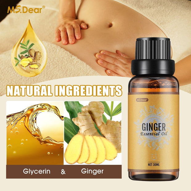 10Ml/30Ml Ginger Oils Slimming Essential Oil Lymphatic Lose Weight Product Fat Burner Anti-Cellulite Beauty Health Body Massage